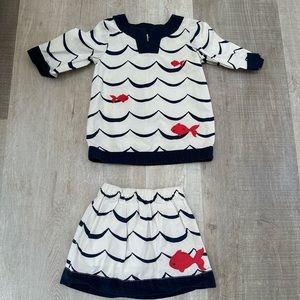Girls red fish two piece . Great condition